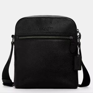 Coach Black Leather Crossbody Bag Houston Flight Bag Designer Purse
